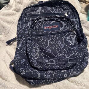 JanSport Big Student  Blue Backpack With celestial print design Star Map